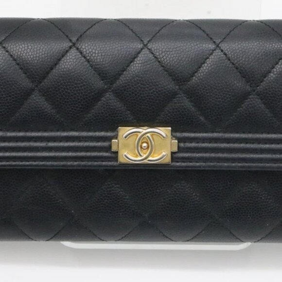 Chanel Caviar Quilted Large Boy Gusset Flap Black Wallet - 24246625 - Picture 1 of 15